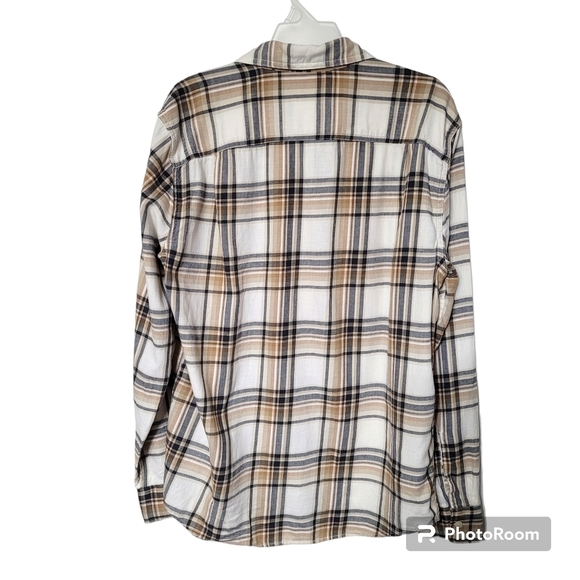 American Eagle Super Soft Tan Plaid Everyday Button Down Casual Western Shirt M - Picture 2 of 7